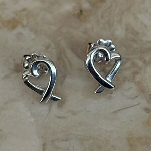 Tiffany & Co. Paloma Picasso Loving Heart Earrings 925 Sterling Silver